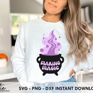 Making Magic Cauldron SVG PNG DXF - Cut File Design For Cricut - Halloween Witch Potion Spell Layered Cutting File Sublimation Image Mug Cup