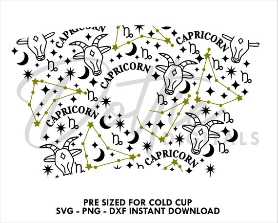 Dottie Digitals - Capricorn Starbucks Cold Cup SVG PNG DXF Goat Zodiac Star  Sign Cutting File 24oz Venti Cup Instant Digital Constellations Astrology