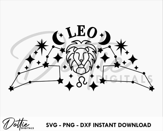 Leo SVG PNG DXF Star Sign Cutting File Design - Astrology