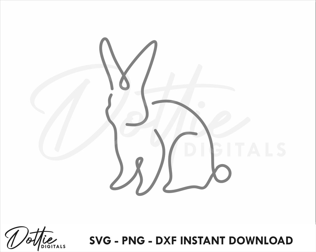 Line Drawing Sitting Bunny SVG PNG DXF Easter Bunny Cutting - Etsy