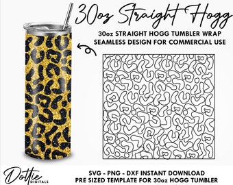 Leopard Print 30 Oz HOGG Straight Tumbler Wrap SVG PNG Dxf Animal Pattern Straight Duo, Straight Plus Tumbler Template  - Digital Download