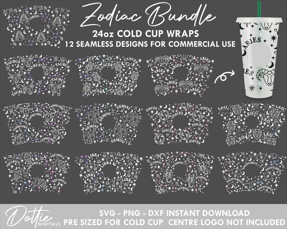 Dottie Digitals - Sagittarius Starbucks Cold Cup SVG PNG DXF Zodiac Star  Sign Cutting File 24oz Venti Cup Instant Digital Download Constellations  Astrology