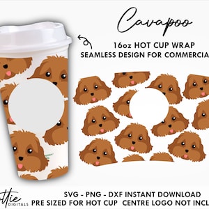 Cavapoo Sbux Cup SVG Djurvalp Varm Cup Svg PNG DXF Hund Skärfil 16oz Grande Omedelbar Digital Nedladdning Resa Kaffekopp