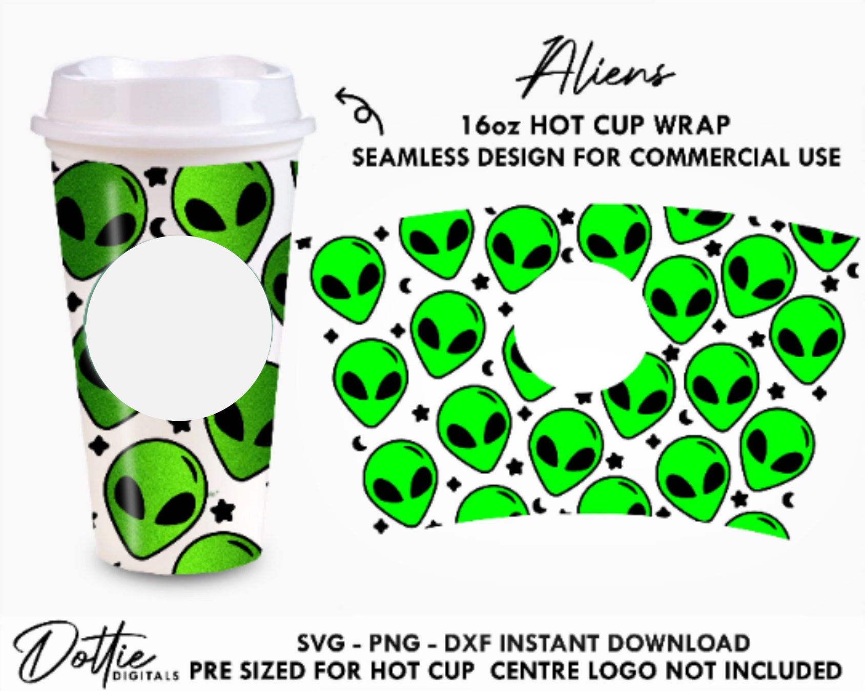 Dottie Digitals - Cute Ghosts Starbucks Hot Cup SVG PNG DXF