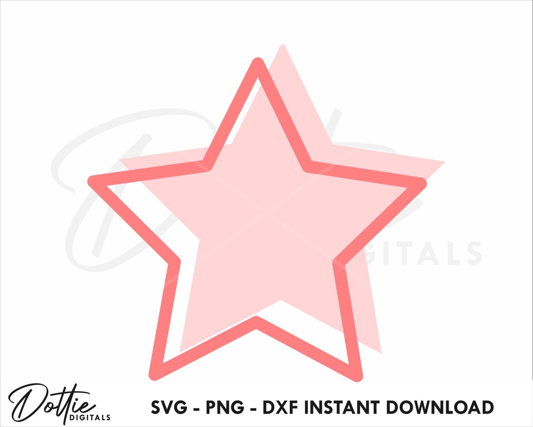Layered Star SVG PNG DXF Cute Pink Star Cutting File Design Line