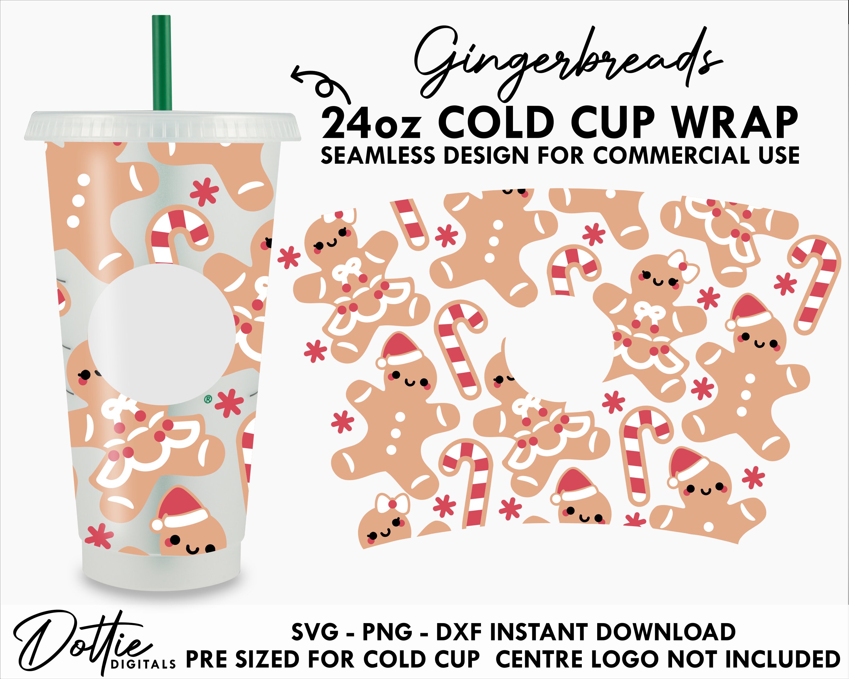 Gingerbread Cookies Starbucks Cup 2 Designs SVG, Gingerbread Cookies SVG,  Christmas Svg, DIY Venti for Cricut 24oz Venti Cold Cup (Instant Download)  