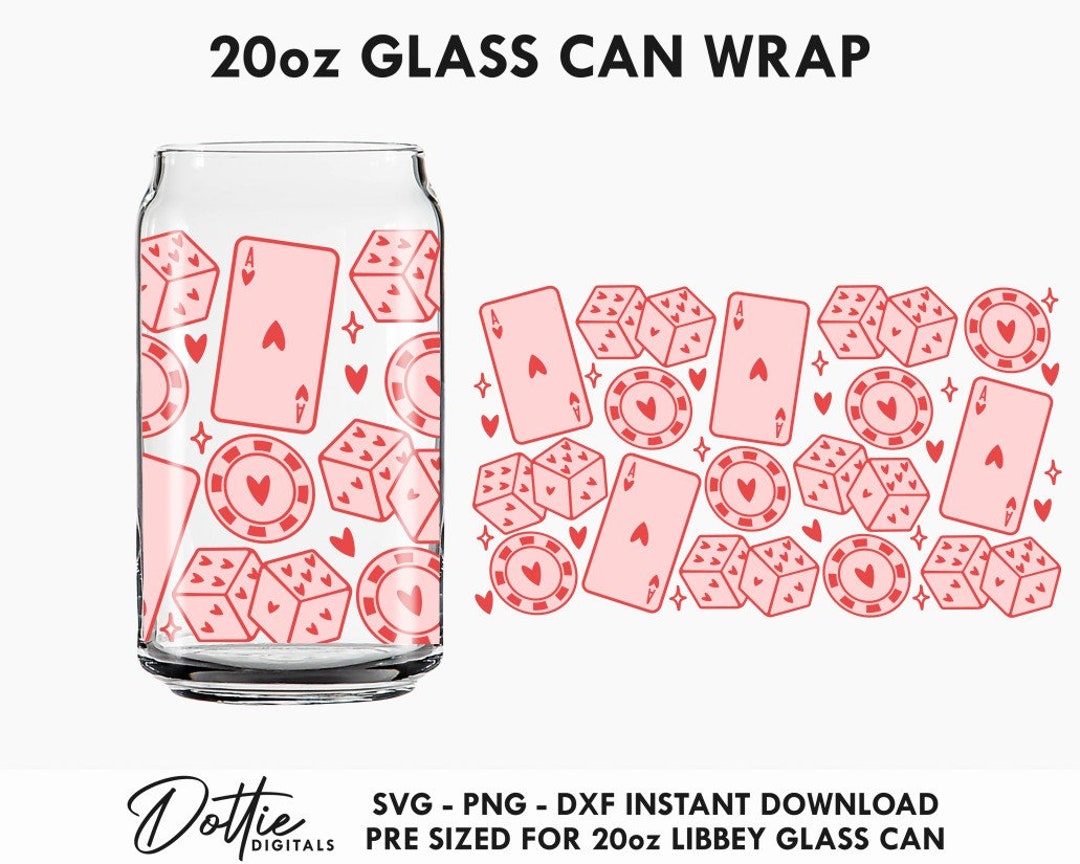 Lucky in Love 20oz Libbey Glass Can SVG Valentines Beer Can Svg PNG DXF