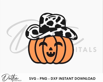 Cowboy Pumpkin SVG PNG DXF Halloween Spooky Season Fall Autumn Cutting File Design - Cowgirl Wild West Pumpkin Patch Craft File