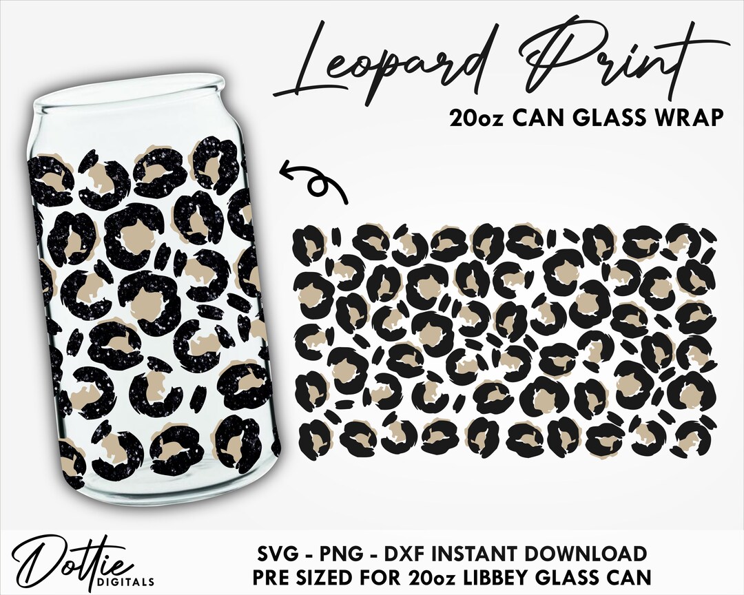 Beer Glass SVG Leopard Print 20oz Beer Can Animal Pattern Wrap Svg PNG ...