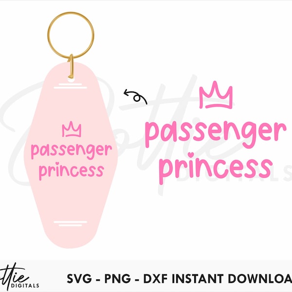 Passenger Princess Car Key Motel Keychain SVG PNG DXF - Retro Hotel Keyring Template Design Svg, Cutting File Design - Sublimation Clip Art