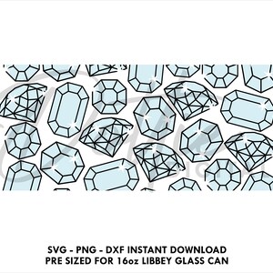 Diamonds 16 Oz Glass Can Cutfile SVG PNG DXF - Crystals Gems Gemstones ...