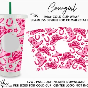 Cowgirl Sbucks Cold Cup SVG PNG DXF Cowboy Wild West Western Cutting File 24oz Venti Cup Instant Digital Download Svg Cricut