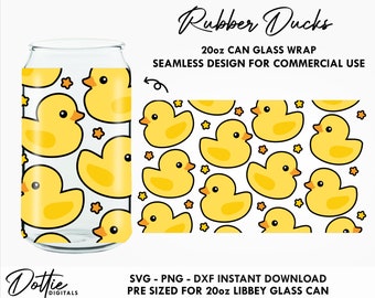 Rubber Ducks 20 oz Libbey Glass Can SVG Libbey Can - Yellow Rubber Duckies Ducky Wrap Svg PNG DXF Libbey Cup Cutting File Instant Can Svg