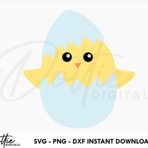 Poussin à couver SVG PNG DXF Ester fissuré oeuf poulet coupe fichier téléchargement numérique Cricut Silhouette artisanat fichier Svg - Dottie Digitals
