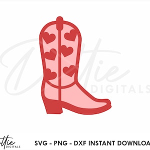 Coração Cowboy Boot SVG PNG DXF - Wild West Svg, Cowgirl Boot Rodeo Cutting File Design - Sublimação Clip Art Fun Vector Graphic, Craft File