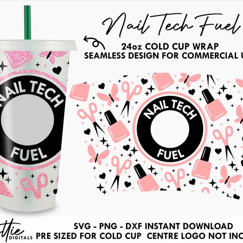 Nail Tech Fuel Cold Cup SVG PNG Dxf Nail Technician Cutting Etsy Canada