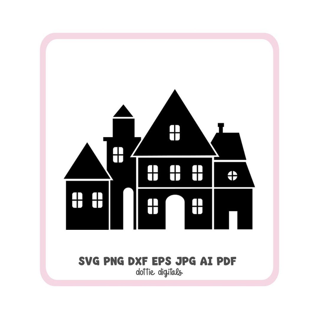 Town Buildings Houses SVG PNG DXF, Village Cut File, Cricut ...