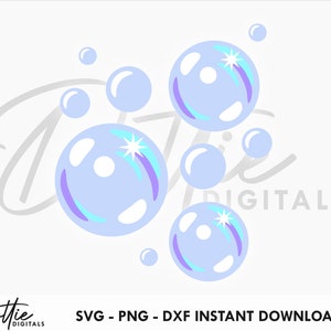 Puede incluir: Un diseño digital de burbujas de jabón azules y moradas con reflejos blancos. Las burbujas están dispuestas en un racimo y son perfectas para proyectos de manualidades.