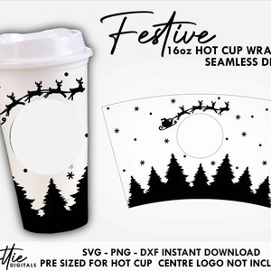 Sbux Hot Cup SVG Festive Cup Svg PNG DXF Christmas Eve Santa Cutting File 16oz Grande Instant Digital Download Holidays Travel Coffee
