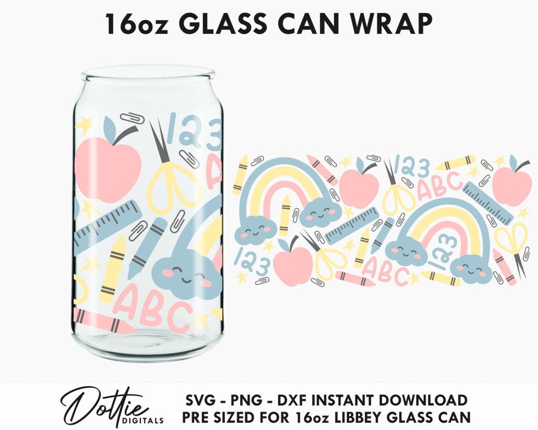 Teacher Libbey SVG - Cute Rainbow Abc Libbey Beer Can 16oz Svg PNG DXF ...