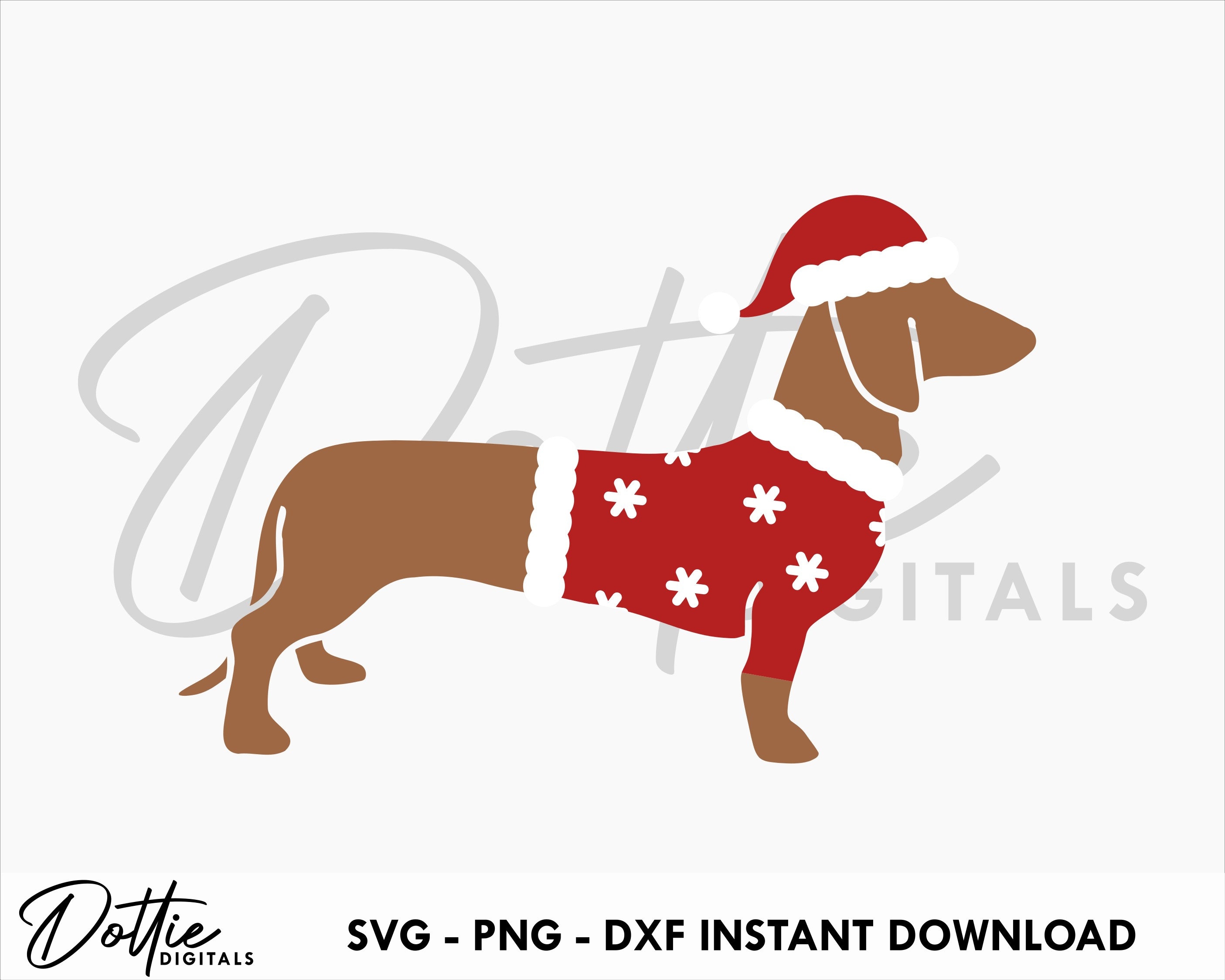 Santa Paws Christmas Sausage Dog SVG PNG DXF Traditional Festive ...