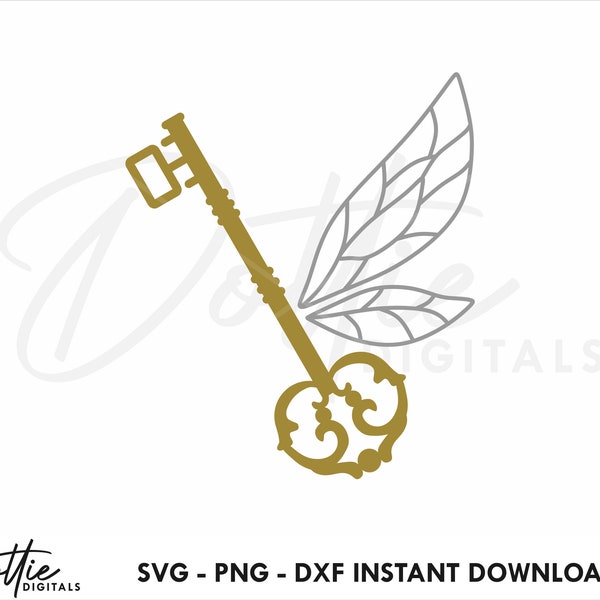 Magic Flying Key SVG PNG DXF Key With Wings Cutting File Design - Vintage Key Sublimation Clip Art Fun Vector Image Graphic Craft File