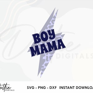 Garçon maman SVG PNG DXF imprimé léopard Lightning Bolt Sublimation autocollant coupe fichier, énergie positive bonnes Vibes Cricut Silhouette Craft fichier