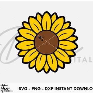 Girasol SVG PNG DXF Archivo en capas Flor floral Sol Verano Primavera Jardín Archivo de corte Descarga digital Cricut Silhouette Cameo Craft File