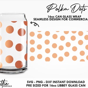 Polka Dots  Glass Wrap SVG Simple Round Spots Circle Pattern 16oz  Can Svg PNG DXF  Cutting File Digital Download