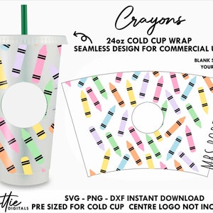 Giz de cera Nome Gap Sbux Cold Cup SVG PNG DXF Professor Escolar Arquivo de corte de arte 24 onças Venti Cup Download digital instantâneo Svg para Cricut
