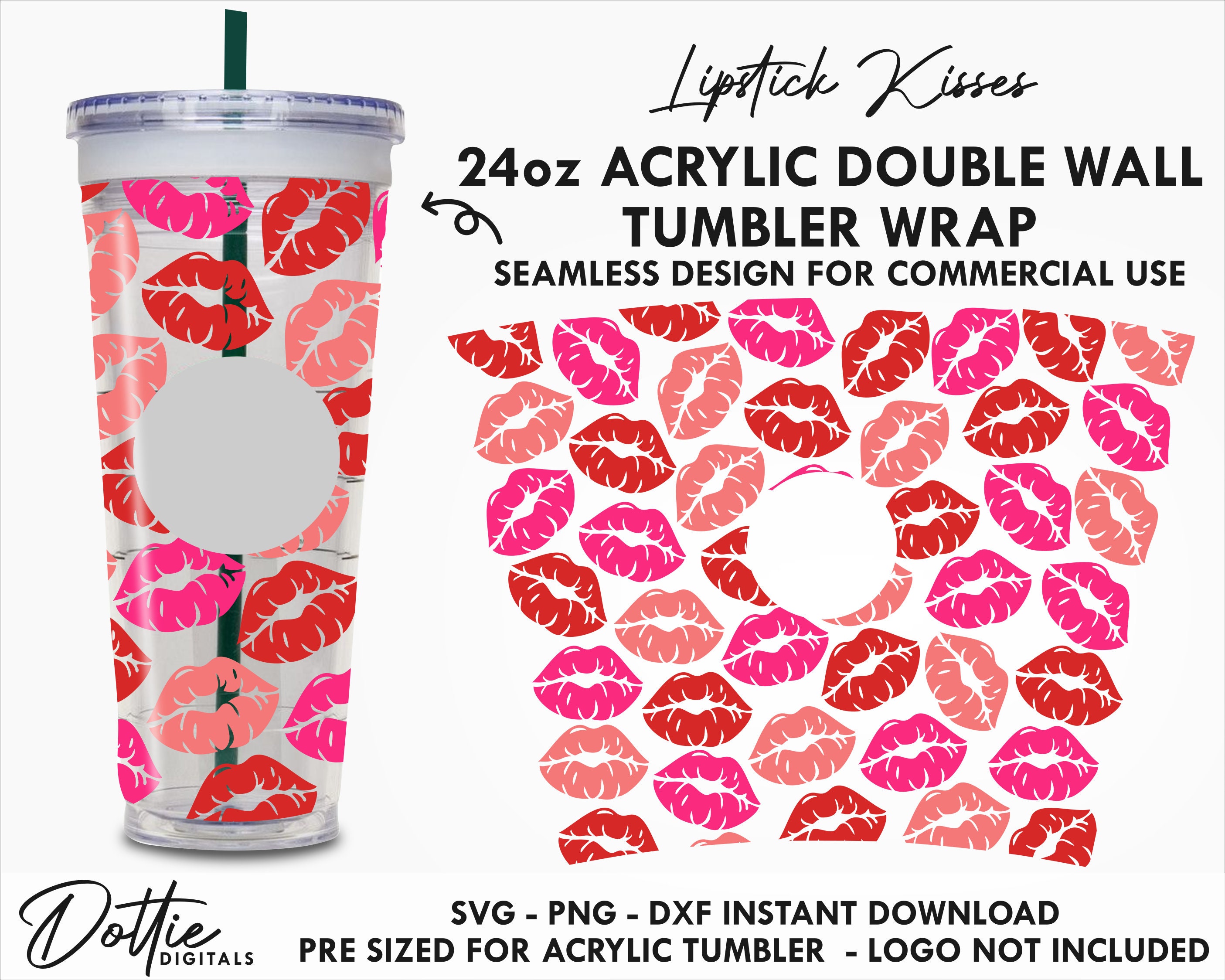 Dottie Digitals - Lucky Shamrocks 24oz Starbucks No Hole Double Wall  Acrylic Tumbler Wrap SVG PNG DXF Cup Cutting File