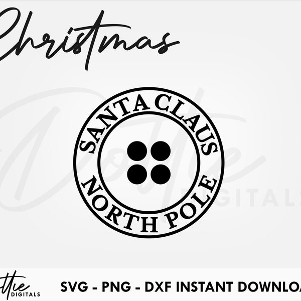 Santa Claus Button SVG PNG DXF Christmas St Nick Cutting File Digital Download Circut Silhouette Festive Craft File