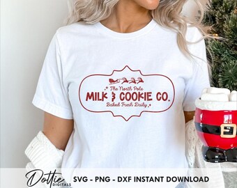 Milk & Cookie Co. SVG PNG DXF - Christmas Sign Cut File Design For Cricut -  Cut File - Sublimation Image - Vintage Festive North Pole svg