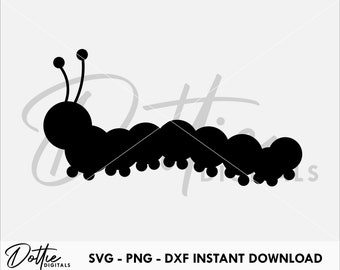 Raupe SVG PNG DXF Bug Käfer Wurm Garten Natur Tier schneiden Datei digitaler Download Cricut Silhouette Handwerk Datei geschichtet Farbe svg