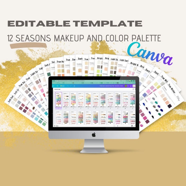 12 SEASONS Editable Canva Template for Makeup Recommendations and Seasonal Color Palette ideal for Makeup Artists Armocromia Stylists