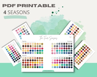 Four Seasons Color Analysis Chart: Stylist Reference Guide (PDF Download A4 Color Wheel Pantone)