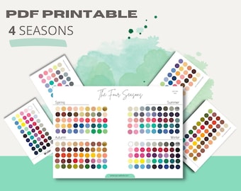 Seasonal Color Analysis Kit PDF Four Seasons Color Palette Template Spring Autumn Winter Summer Color Chart Color Wheel for Armocromia A4