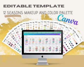 12 SEASONS Editable Canva Template for Makeup Recommendations and Seasonal Color Palette ideal for Makeup Artists Armocromia Stylists