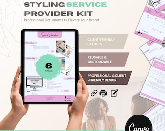 STYLIST Service Provider Kit Editable Canva Template - Invoice, Sedvice Description, Contract agreement