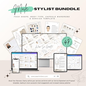 Stylingguide för män: Ansiktsformer, kroppstyper, garderob (Canva-mallar)