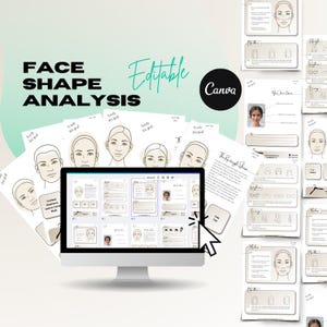 Face Shape Analysis Template | 6 Editable Canva Pages for Stylists, Hairdressers, Makeup Artists | Client Guide PDF for Personal Styling