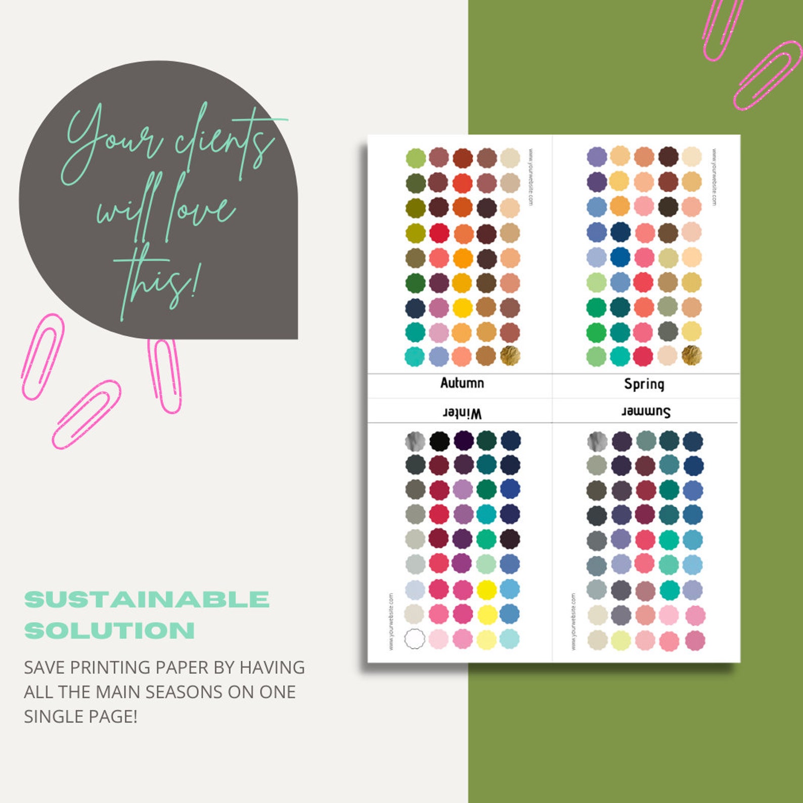 Seasonal Color Analysis Kit Canva Four Seasons Color Palette Template