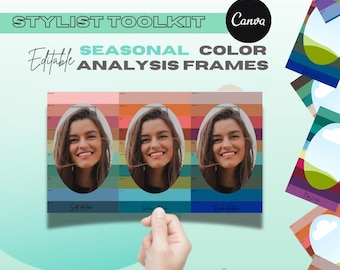 Color Analysis Frames: 12 Seasonal Palettes, Editable Canva Template (Digital Download)