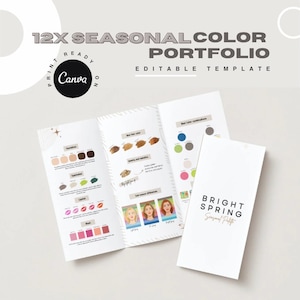 12 Seasonal Color Analysis Portfolio Canva Template Printable Client Portfolio Trifold Editable Stylist Consultation