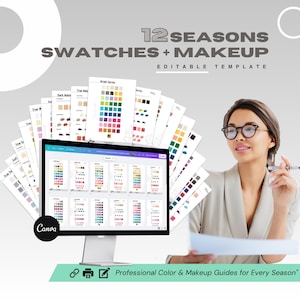 12 SEASONS Editable Canva Template for Makeup Recommendations and Seasonal Color Palette ideal for Makeup Artists Armocromia Stylists