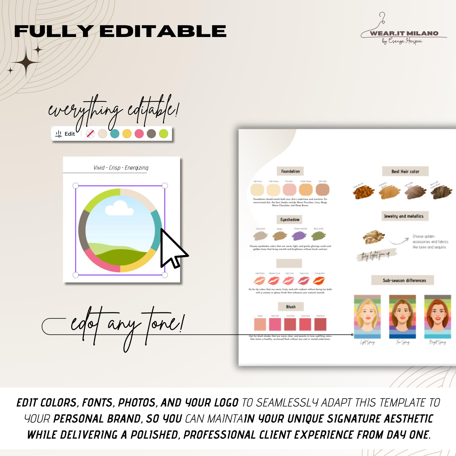 4 Seasonal Color Analysis Portfolio Canva Template Printable Client ...