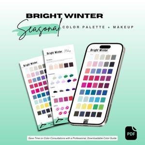 INVIERNO BRILLANTE Paleta de colores de temporada y paleta de maquillaje - Análisis de Armocromia Cambio de color completo Combinación de colores