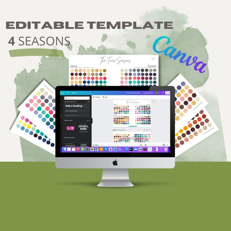 Seasonal Color Analysis Kit Canva Four Seasons Color Palette Template