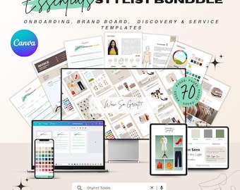 Stylist Starter Pack Canva Template Bundle: Branding, Invoices, Style Discovery (Digital Kit)