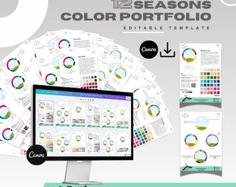 Color Analysis Template: 12 Seasons, Stylist Business (Canva, Instant Download)